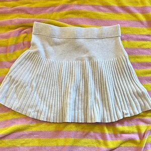 Aerie Cream Ribbed Skater Skirt